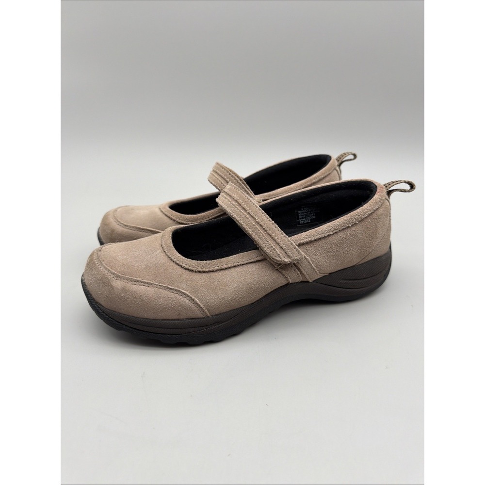 L.L. Bean Mary Jane Shoes Womens 9 Tan Suede Hook Loop 278614 Comfort Trail